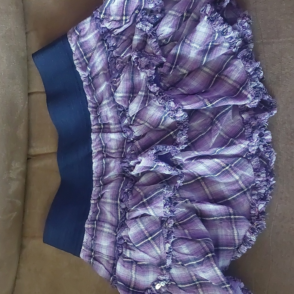 🌷🏖Justice Purple Plaid Ruffle Skort